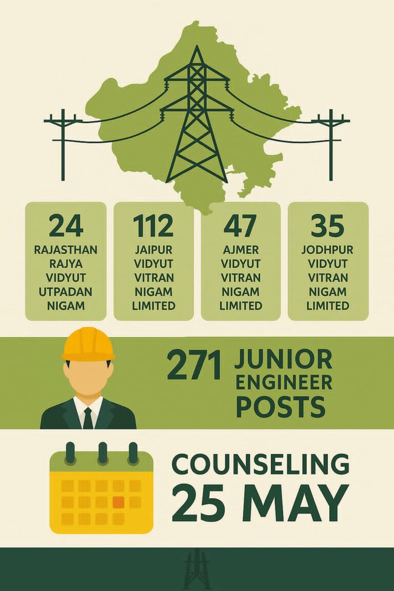 राजस्थान में 271 अभियंताओं की नियुक्ति प्रक्रिया पूर्ण: तीन माह में पूर्ण हुआ भर्ती चक्र, 25 मई को होगी काउंसलिंग